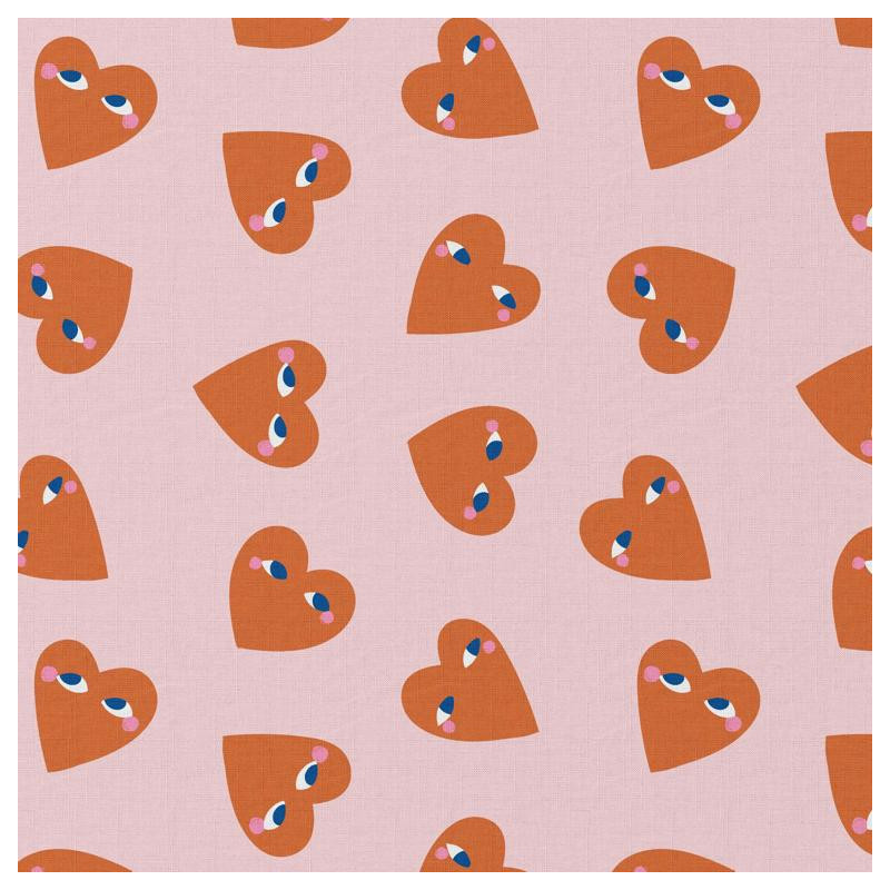 Printed Cotton DODY Light Pink / Vermilion